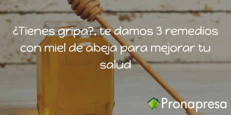 ¿Tienes gripa?, te damos 3 remedios con miel de abeja para mejorar tu salud - Tienda Naturista Pronapresa - Bienestar, Consejos, Dato Curioso, Garganta, Gripa, Naturopatía, Recetas, Salud