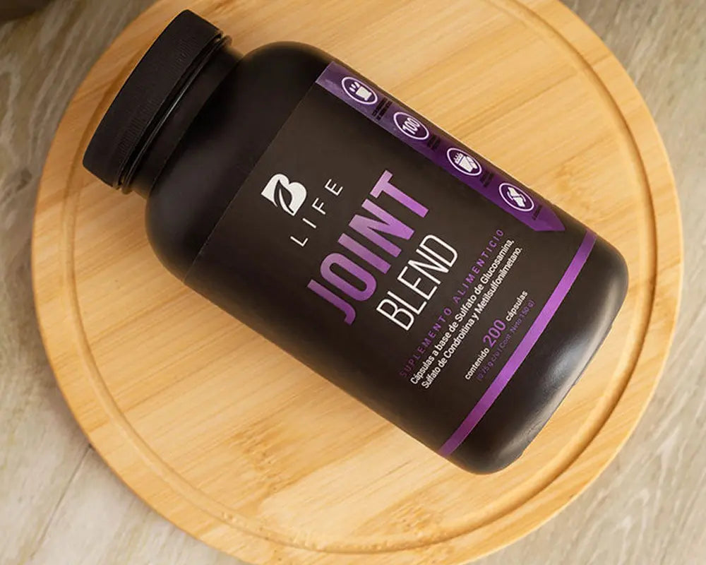 ingredientes y beneficios Joint Blend B Life | Mezcla de Glucosamina, Condroitina y MSM Apoya la recuperación de lesiones articulares Mejora la flexibilidad