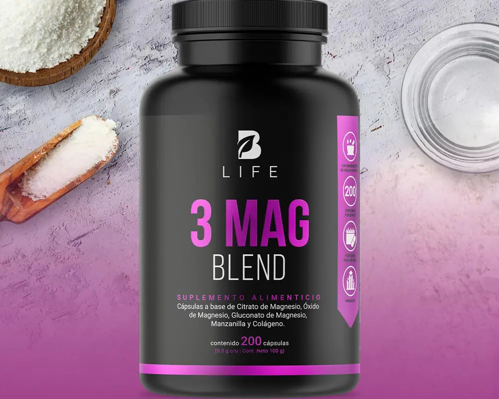 3 Mag Blend B Life Ayuda a regular la contracción y relajación de los músculos, previene calambres y espasmos