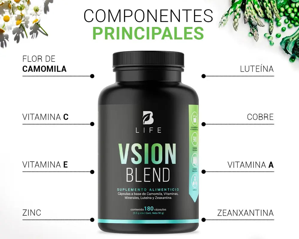 Ingredientes Vsion Blend B Life | Mezcla Óptica Propiedades antioxidantes Mejora la visión nocturna