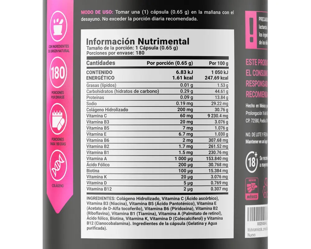 Ingredientes Womens Blend | Multivitamínico para la Mujer reduce los desequilibrios hormonales aporta energía de manera natural mejora la función cognitiva