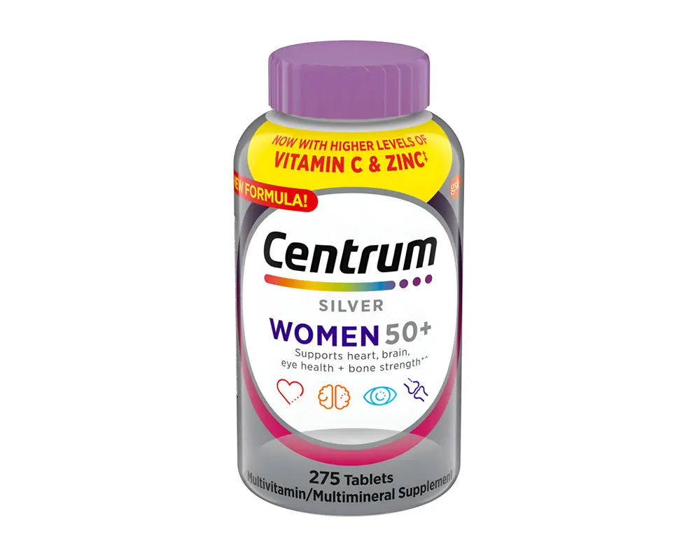 Centrum Silver Women's 50+ Multivitamin - 200 Tablets, Gluten Free, Supports Memory & Immune Health