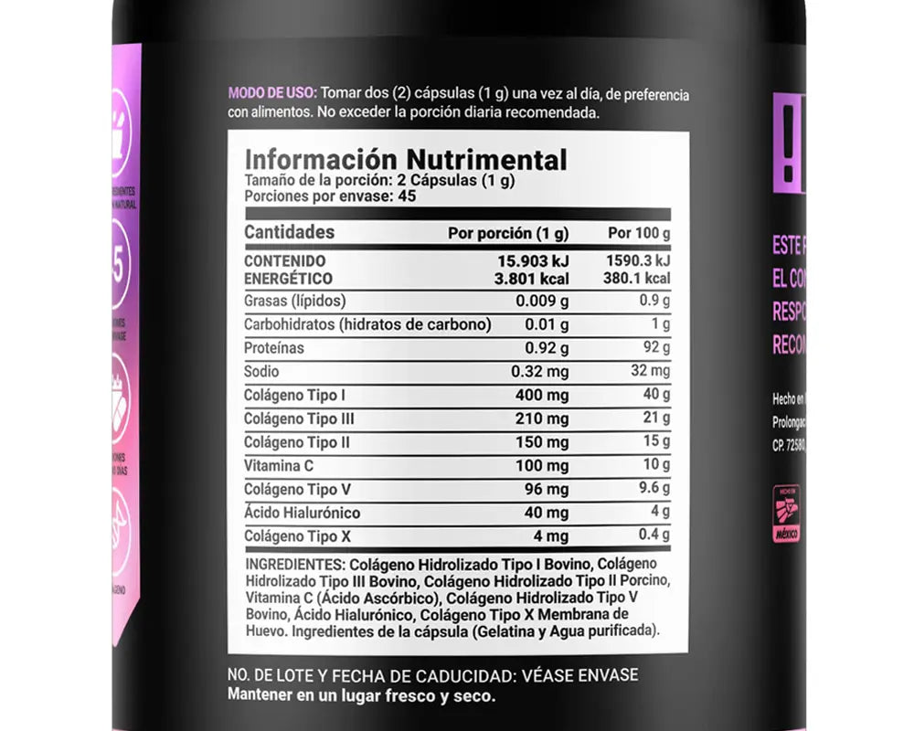 Ingredientes y beneficios del Colágeno Hidrolizado B Life