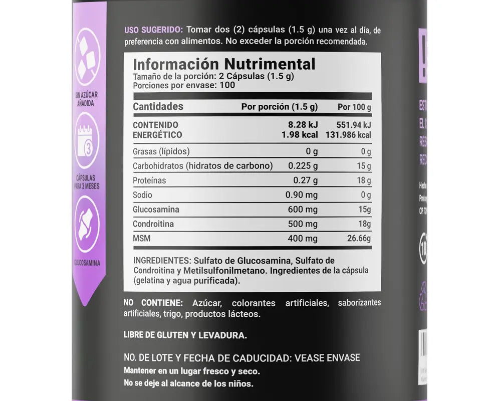 Ingredientes Joint Blend B Life | Mezcla de Glucosamina, Condroitina y MSM Fortalece el cartílago Propiedades antiinflamatorias