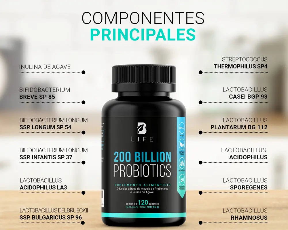 Sistema digestivo, Suplementos Alimenticios vegano, productos naturales, salud intestinal, 200 Billion Probiotics B Life