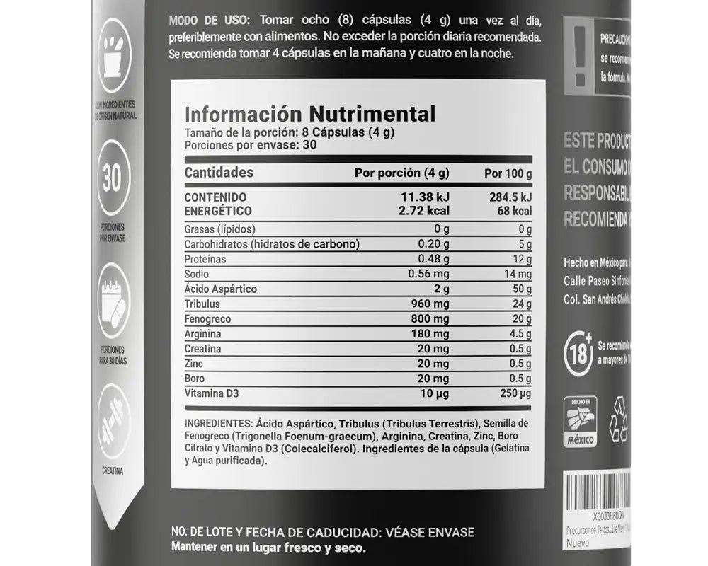 Ingredientes Mens T Platinum B Life | Precursor de Testosterona para Hombres al mejor precio Salud sexual masculina, aumenta la testosterona y mejora el rendimiento físico y la energía diaria
