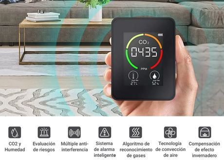 Medidor de temperatura, Monitor Detector de CO2 y Calidad del Aire, Tienda Naturista Pronapresa