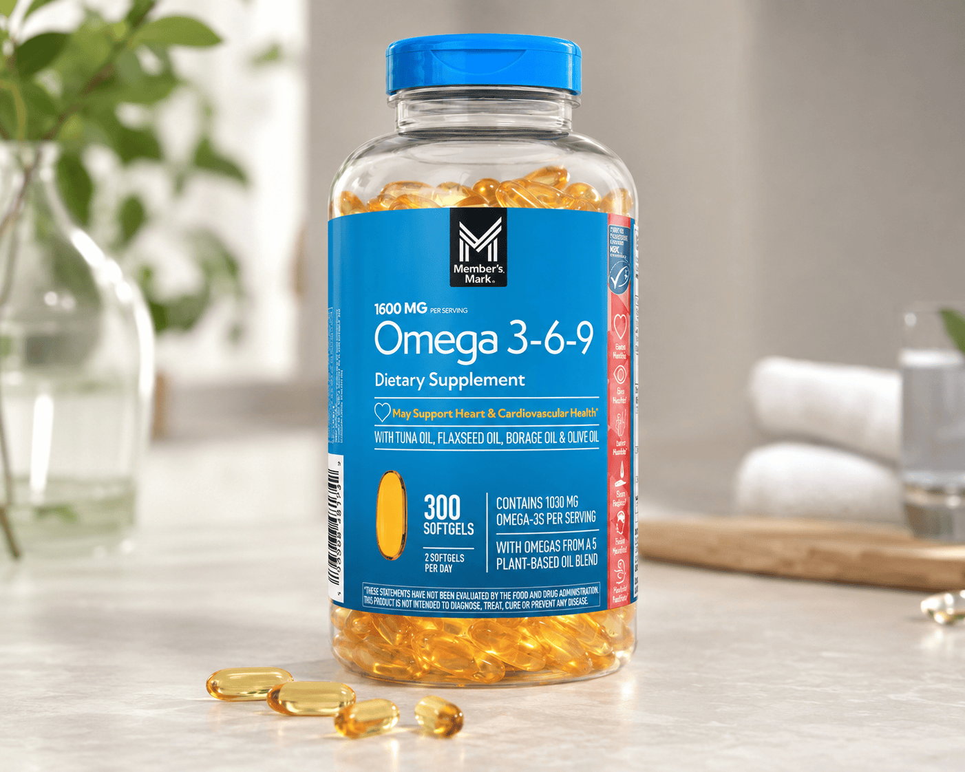 Omega 3-6-9 Member's Mark Tuna Oil 1600 mg 300 ct