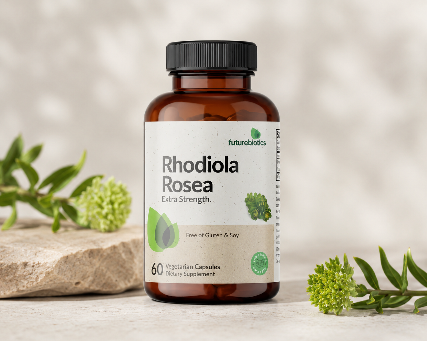 Rhodiola Rosea Extra Strength Futurebiotics suplemento alimenticio para claridad mental y energía sostenible