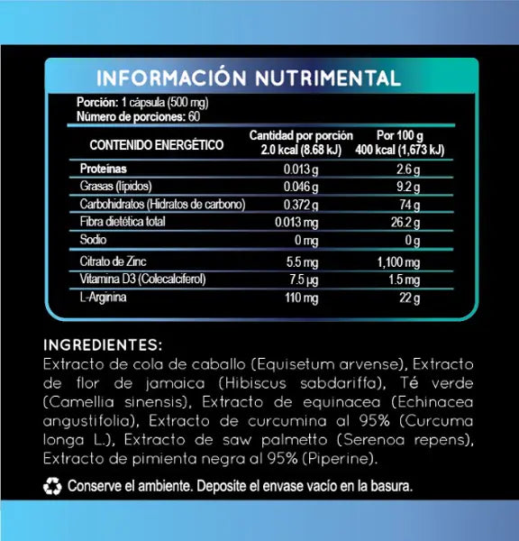 Tabla Nutrimental Pronapresa Premium Men