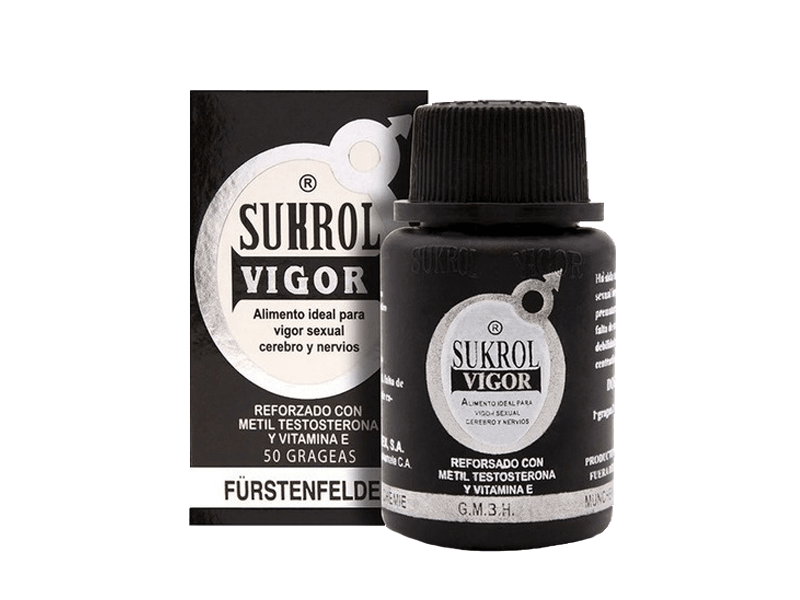 Sukrol Vigor Hombre - Tienda Naturista Pronapresa - Actividad sexual, arginina, Arteriosclerosis, Cerebro, Complementos Alimenticios, concentracion, Energia, Estres, Fosfato Monosódico, Fósforo, hombre, L-Arginina, Lecitina de soya, Magnesio, metiltestosterona, Niacinamida, Salud mental, Sulfato de zinc, Suplementos Alimenticios, Vitamina B1 (Tiamina), Vitamina E, Zinc, ácido fólico, ácido glutámico