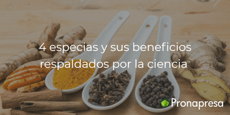 4 especias y sus beneficios respaldados por la ciencia - Tienda Naturista Pronapresa - Bienestar, Consejos, Dato Curioso, Medicina Tradicional, Naturopatía, Nutrición, Salud