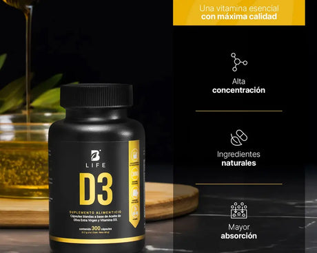 Vitamina D3 B Life Reduce el riesgo de enfermedades cardíacas Fórmula de alta biodisponibilidad