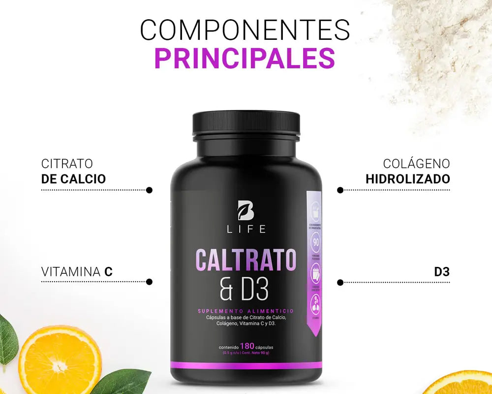 Ingredientes de Caltrato & D3 B Life | Citrato de Calcio y Vitamina D3