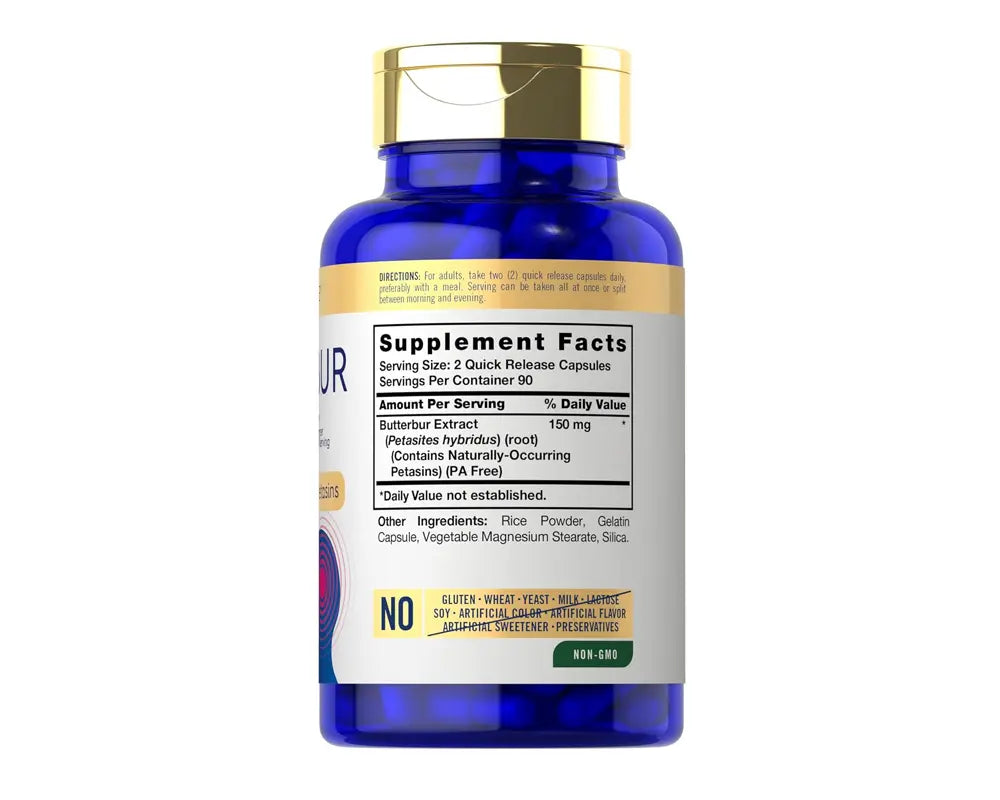 Ingredientes de Carlyle Butterbur 150mg 180 capsulas Favorece la circulación sanguínea