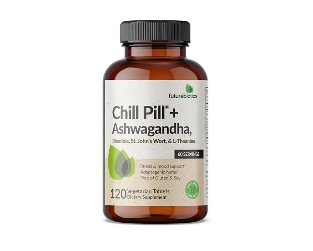 Chill Pill + Ashwagandha, Rhodiola, St. John’s Wort, & L-Theanine 2000 MG Futurebiotics Apoyo al bienestar emocional Relajación sin somnolencia