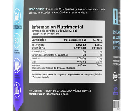 Beneficios del Citrate Mag B Life | Citrato de Magnesio, contracción muscular, previene calambres y espasmos