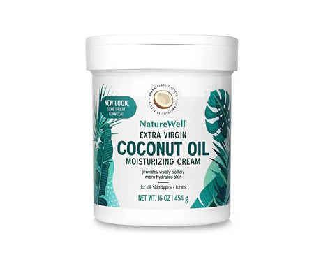 Crema Hidratante con Aceite De Coco Extra Virgen NatureWell para regeneración de la piel, Ingredientes naturales, humectante corporal, hidratación de la piel