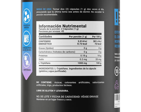Ingredientes del Pure Tryptophan B Life Mejora la función cognitiva Reduce la fatiga