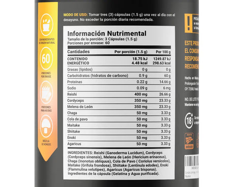 Ingredientes Mushroom Blend B Life Mejora el sistema inmunológico Aumenta la energía y reduce la fatiga