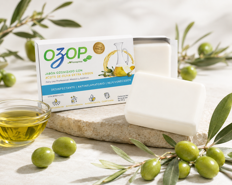 Jabón de Ozono Con Aceite de Oliva Extra Virgen para uso Profesional, Médico y Estético