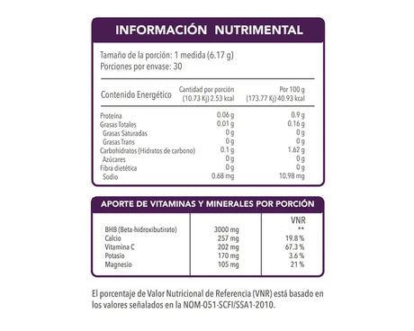 KETO PLUS BHB Favorece el rendimiento físico Produce energía durante el ejercicio y las actividades diarias Apoyo metabólico