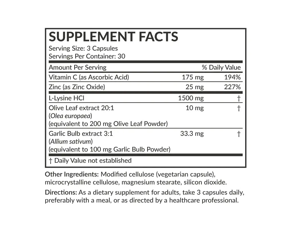 L-Lysine Defense 1500 MG Futurebiotics Fórmula limpia y confiable: sin OGM, sin gluten ni soya, elaborada bajo estándares de calidad CGMP.