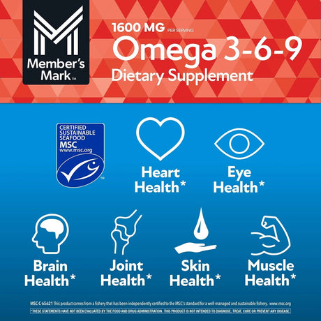 Omega 3-6-9 Member's Mark Tuna Oil 300 Salud de la Piel y el Cabello