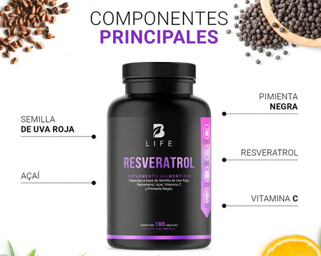 Ingredientes Resveratrol B Life  | Mejora la función cardiovascular