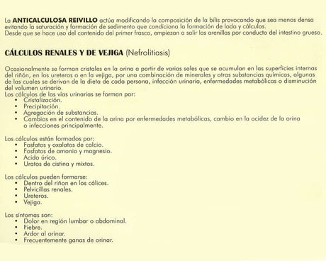 Tratamiento Anticalculosa Reivillo (Tomas)