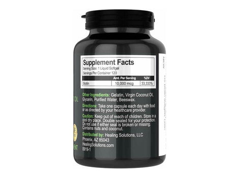 Biotina 10000 mcg informacion contenido modo de empleo suplemento120 capsulas aceite de coco vitamina b7 b8 h