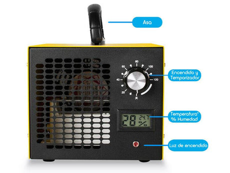 Ozonificador de 10000 mg/h con Higrómetro - Tienda Naturista Pronapresa - 10000, Alergias, antivirus, coronavirus, covid, covid-19, Desinfectante, esterilizador, Esterilizante, generador, Generador de ozono, Herramientas de diagnóstico, Higrometro, Ozonificador, ozono, Ozonoterapia, purificador, Purificador de aire, sanitizador, sanitizante, Termómetro, virus